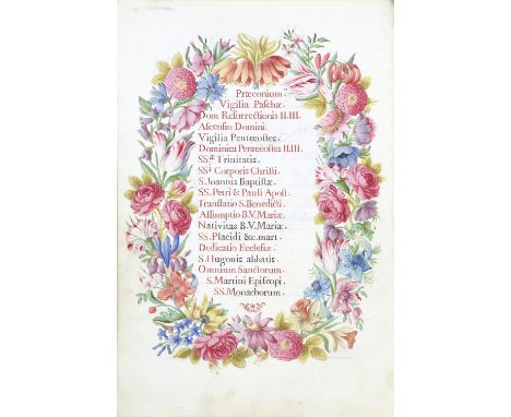 ILLUMINATED MANUSCRIPT ON VELLUMLiber evangeliorum ac epistolarum pro festis solemnibus,  text entirely stencilled in imitati
