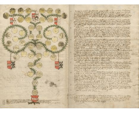 JERSEY – DE CARTERET FAMILYManuscript pedigree of the prominent Jersey family the de Carterets, written in Latin, French (som