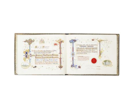 CARDIFF - ROYALTYIlluminated grant admitting Prince George, Duke of Kent as an Honorary Freeman of the City of Cardiff,  manu