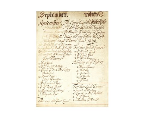 COOKERY &amp; MEDICINE - LORD MAYOR OF LONDONManuscript receipt book from the household of Sir Edward Clarke, Lord Mayor of L