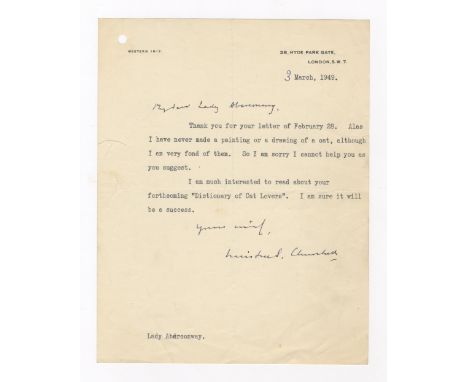 CHURCHILL (WINSTON S.)Two typed letters signed ('Yours sincerely/ Winston S. Churchill') to Lady Aberconway ('My dear Lady Ab
