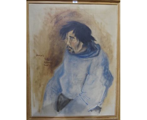 GITZ-JOHANSEN Portrait, half length, signed, oil on canvas, dated, (19)34, 95 x 74cm and a print (2) Condition Report: Availa