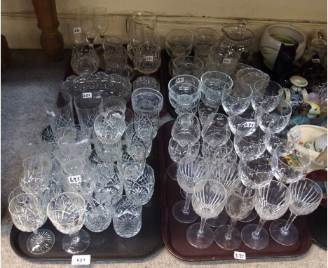 A collection of cut glass and crystal drinking glasses, bowls sundae dishes etc Condition Report: Available upon request