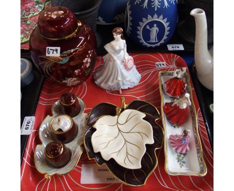 Four Royal Doulton ladies and assorted Carlton Ware rouge royale Condition Report: Available upon request