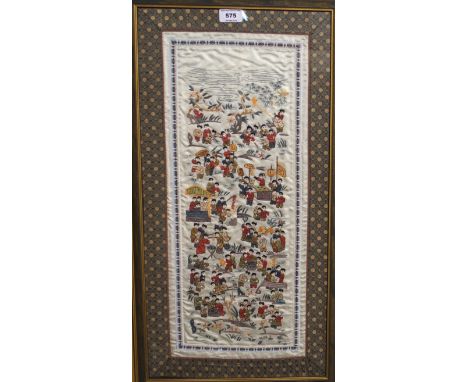 CHINESE SCHOOL A silk embroidered panel, 65 x 32cm Condition Report: Available upon request