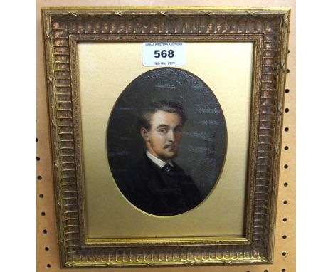 EDMOND LECHEVALLIER-CHEVIGNARD Portrait head and shoulders, dated,1868, oil on board, 15 x 11cm Condition Report: Available u