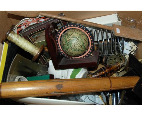 A box of miscellaneous including miniature globe etc Condition Report: Available upon request