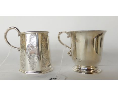 A silver tankard by Joseph Rodgers &amp; Sons, Sheffield 1844, of tapering octagonal shape with looping handle and foliate en
