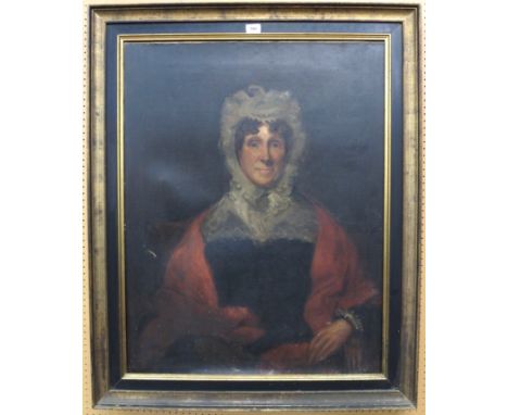 BRITISH SCHOOL Portrait of a lady seated, half length, oil on canvas, 91 x 70cm Condition Report: Available upon request