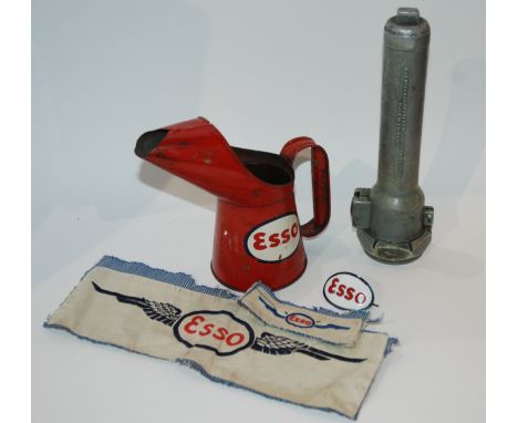 A vintage GEC approved safety torch (working), Esso oil can, enamel Esso badge and patches etc Condition Report: Available up