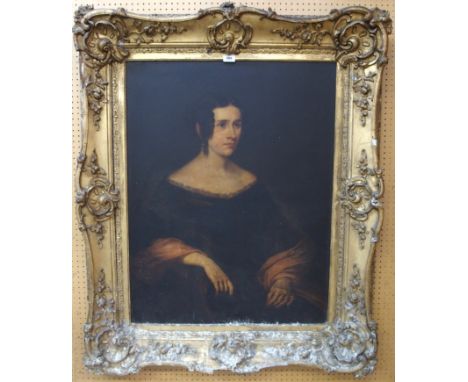 ENGLISH SCHOOL Mrs Thomas Turner seated, half length, oil on canvas, 90 x 70cm Label verso reads; Mrs Thomas Turner wife of T