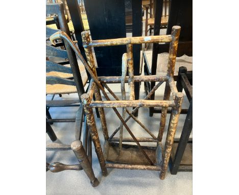 OAK STICK STAND, VICTORIAN BAMBOO STICK STAND