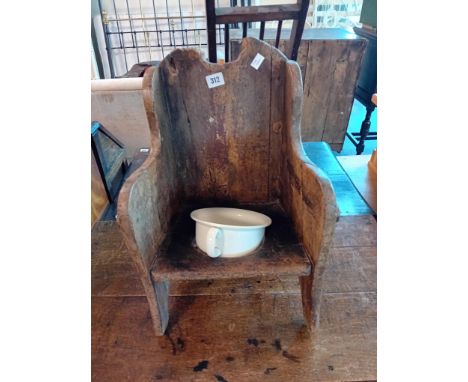 VICTORIAN PINE CHILDS COMMODE CHAIR
