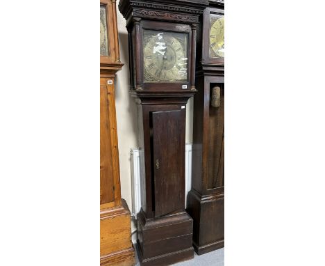 LATE C18TH BRASS FACED GRANDFATHER CLOCK LATE 18TH CENTURY BRASS FACED GRANDFATHER CLOCK BY GEORGE WEST, GRAVESEND IN AN OAK 