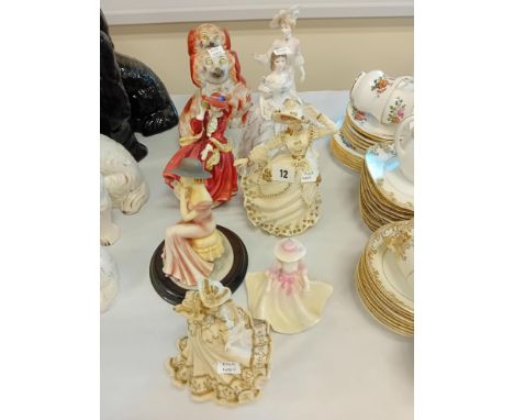 ROYAL DOULTON FIGURE TOP OF THE HILL TOGETHER WITH OTHER FIGURES AND PAIR OF STAFFORDSHIRE DOGS ( 10 PIECES )