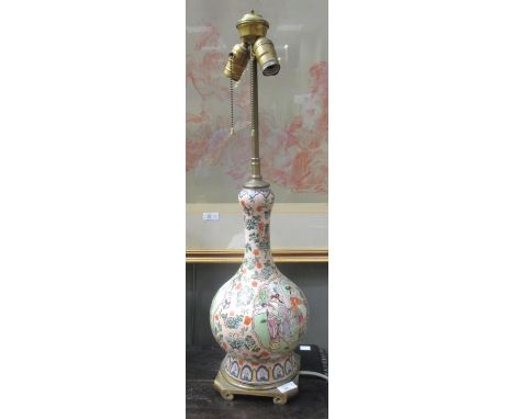 A 20th century bottle vase lamp total high approx 68cm  