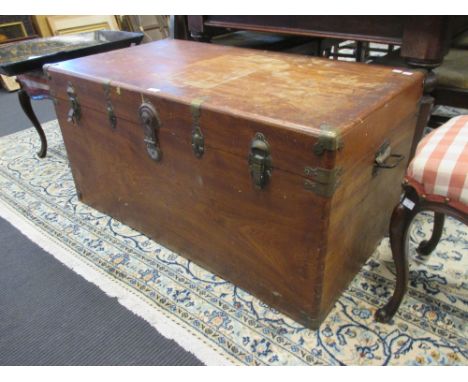 A Camphorwood seaman's trunk with brass mounts and key