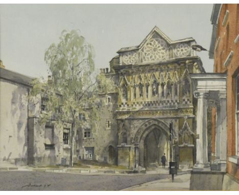 § Stanley Orchart (British, 1920-2005), The Ethelbert Gate, Norwich Cathedral, signed "Orchart '74" in pencil lower left, wat