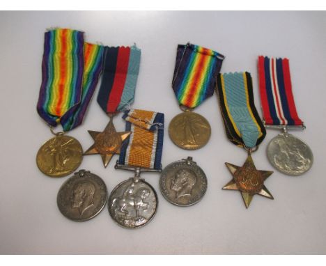 War medals, with ribbons, a pair of WWI medals, also a Victory medal, two war medals and three WWII medals (8)  