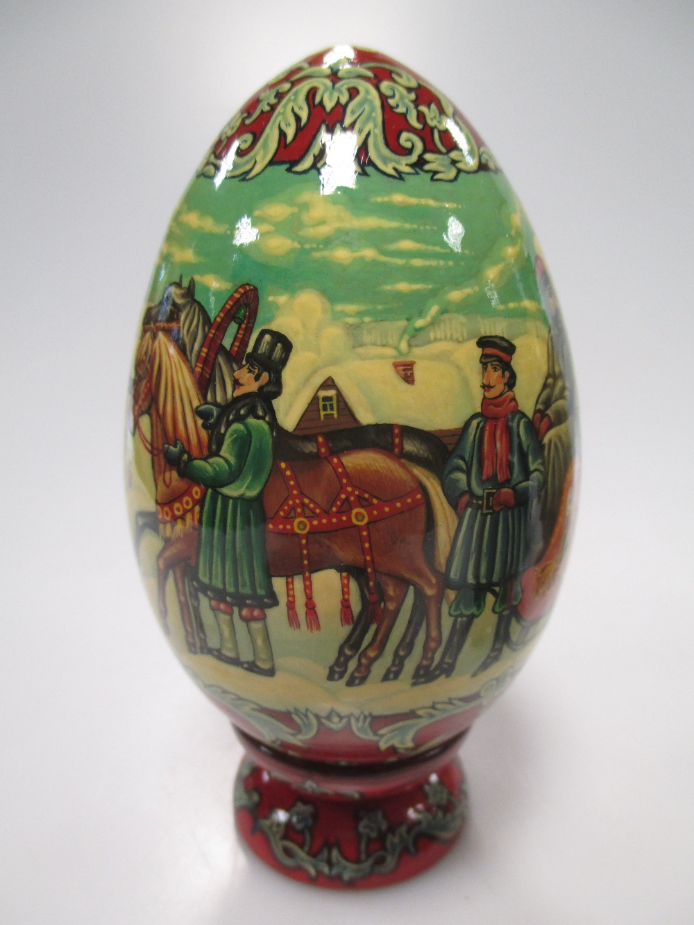 Fifteen various Russian painted eggs, all 20th century with religious