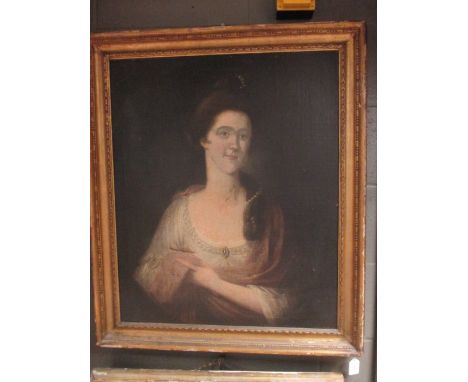 A 19th century English school portrait of a lady, 81cm x 62cm  
