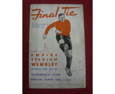 1938 FA Cup Final, Huddersfield v Preston, a programme for the game played at Wembley on 03/04/1938, crsd, slight r/s, tape r