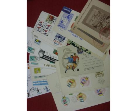 World Cup, a collection of 20 First Day Covers/Commemorative Cards, to include, 1950 Brazil (2), 1958 Sweden (3), 1962 Chile 