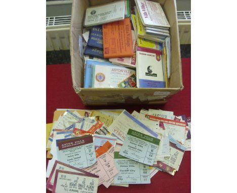 Aston Villa, a collection of football memorabilia, to include 36 season ticket books from the 1980's to modern, team sheets, 