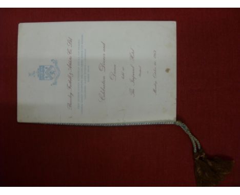 1961/62 Burnley, a menu from the Celebration Dinner and Dance held at the Imperial Hotel, Blackpool, on 01/10/1962, with clar
