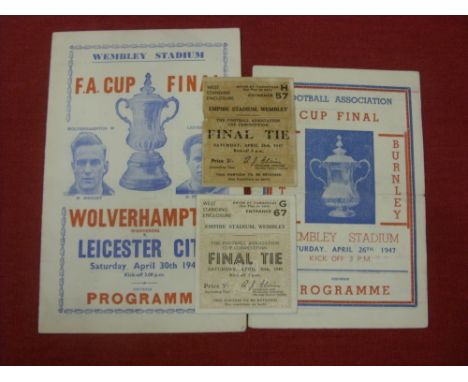 FA Cup Final, a pair of tickets and pirate programmes from the 1947 &amp; 1949 Finals