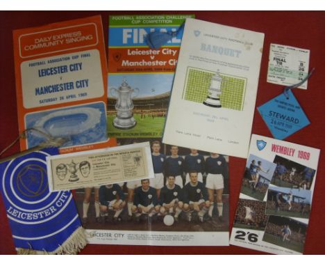 1969 Leicester City, in the FA Cup Final against Manchester City on 26/04/1969, a collection of items to include a Banquet Me