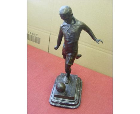 c1930 Stanley Matthews, a heavy metal figure, on plinth, Stanley, kicking a football (player named on plinth), a nice item