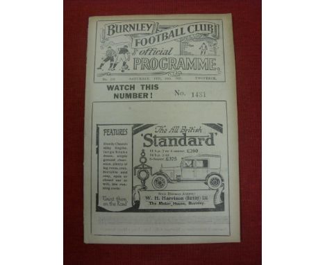 1924/25 Burnley v Tottenham, a programme from the game played on 19/02/1925 (ex bound volume)