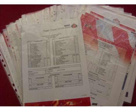 Sunderland, a collection of 100 home &amp; away first team, team sheets, mainly from the modern era