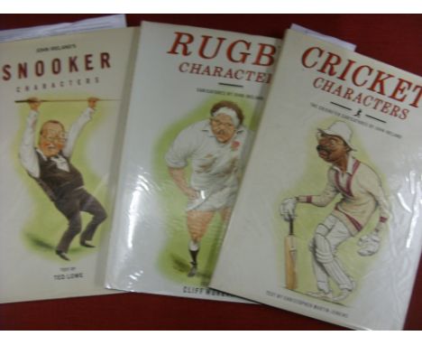 Cricket, Rugby Union &amp; Snooker, 'Characters', A Collection Of 11 Large Format Books With Excellent 'Caricatures' By John 