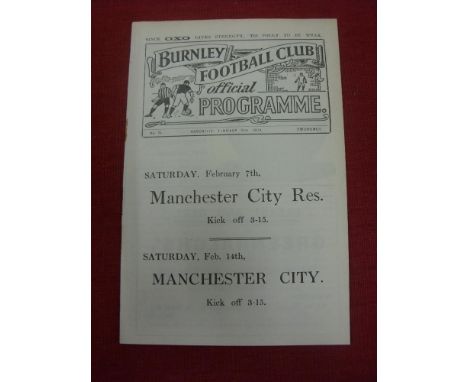 1919/20 Burnley v Sunderland, a programme from the FA Cup tie, game played on 31/01/1920 (ex bound volume), the first season 