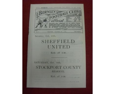 1919/20 Burnley v Chelsea, a programme from the game played on 04/10/1919 (ex bound volume), the first season after the war