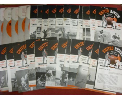 1957/58 Manchester Utd, a collection of 30 home football programmes, 21 League (complete set), 3 FA Cup, Ipswich, WBA, Sheffi