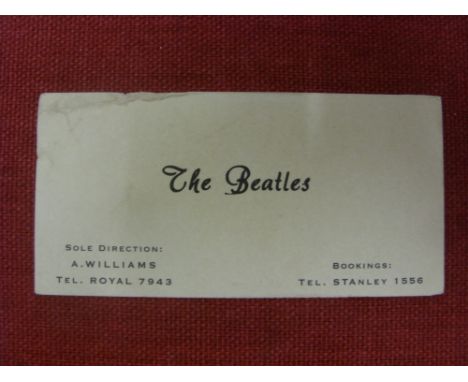 Pop Music, a very rare business card belonging to Alan Williams, who was the first manager of the Beatles in 1960, the busine