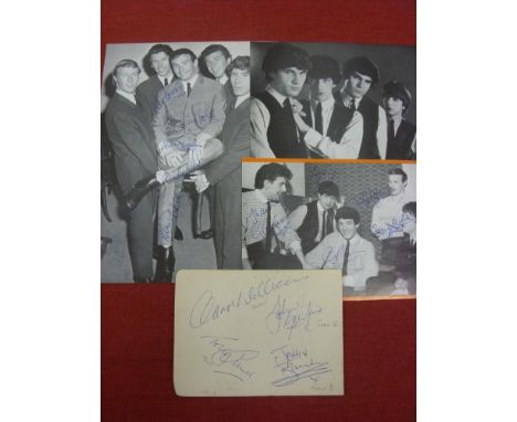 Pop Music, a collection of 3 autographed items, Brian Poole &amp; The Tremeloes (5 signatures), The Hollies (5 signatures), T