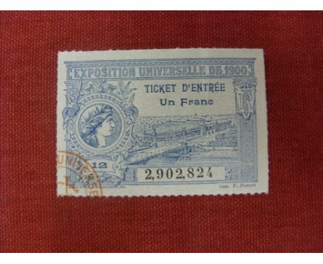 1900 Olympic Games, Paris, an entrance ticket to the Paris Exposition held in France which included the Olympic Games
