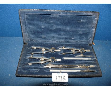 A black cased Italian part Geometry set, marked GL 1412-B/3.