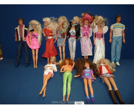 A quantity of Mattel ''Barbie'' dolls including two Kens (1983), seven blondes, two brunettes, and one ginger, and all dating