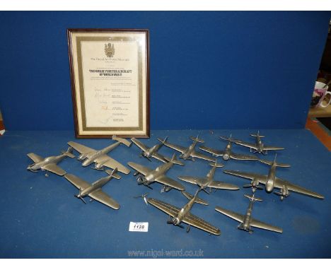 A complete set (12) of the The R.A.F. Museum 'The Great Fighter Aircraft of World War II' pewter model planes by the Danbury 
