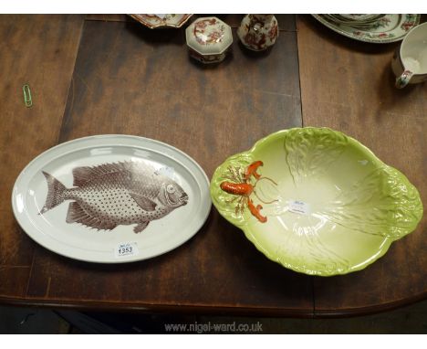 A Portmeirion 'Kingdom of the Sea' fish platter, 13" x 9" and a Carltonware salad platter, 13 1/2" x 9 1/2".
