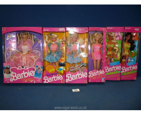 A quantity of 1990 and 1991 boxed Mattel ''Barbie'' dolls to include Fantasy Barbie in fairy costume with 'mask for you,' Wee