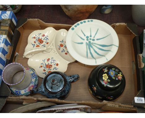 A Carlton Cloisonne Ware ginger jar, Poole vase with Carter Stabler Adams Ltd stamp, Ewenny teapot etc.