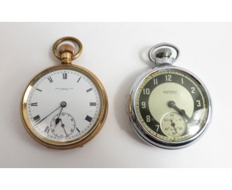 Thomas Russell, Liverpool, a gilt metal open faced pocket watch, with a white enamel signed dial, housing a signed three quar
