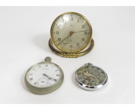 Anonymous, an open faced small sized pocket watch, with open work outer Arabic numeral chapter, visible Swiss 15 jewel moveme