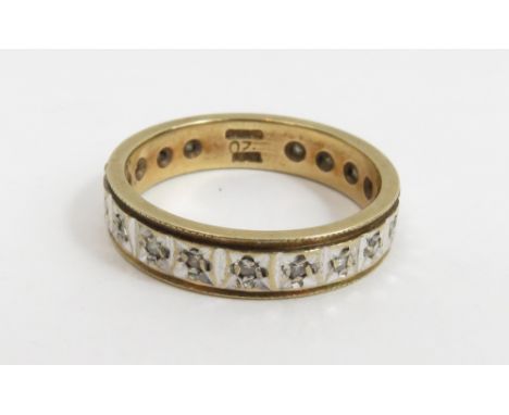 A 9 carat gold diamond eternity ring, set with single cuts, finger size N, 3.4 g gross